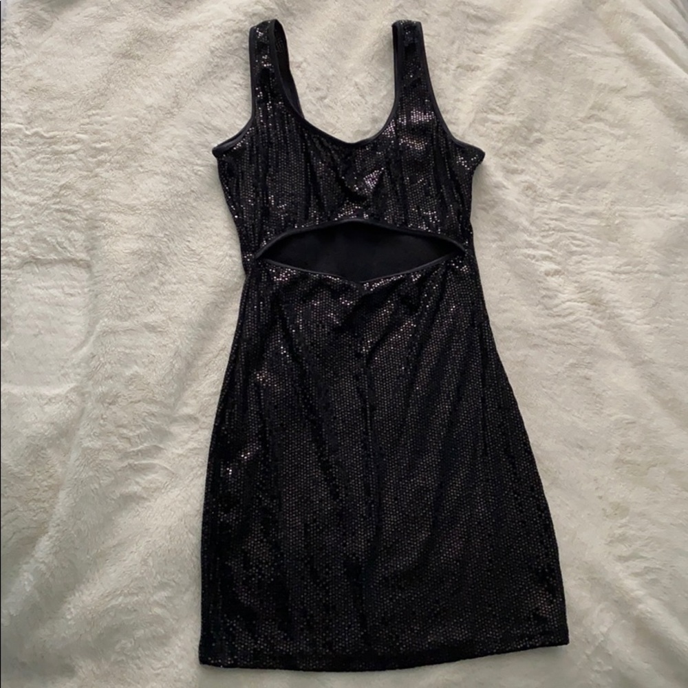 Fashion Nova Mini Black Sequence Dress